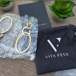 Vita Fede Gold Tone Cassio Elegant Hoop Earrings